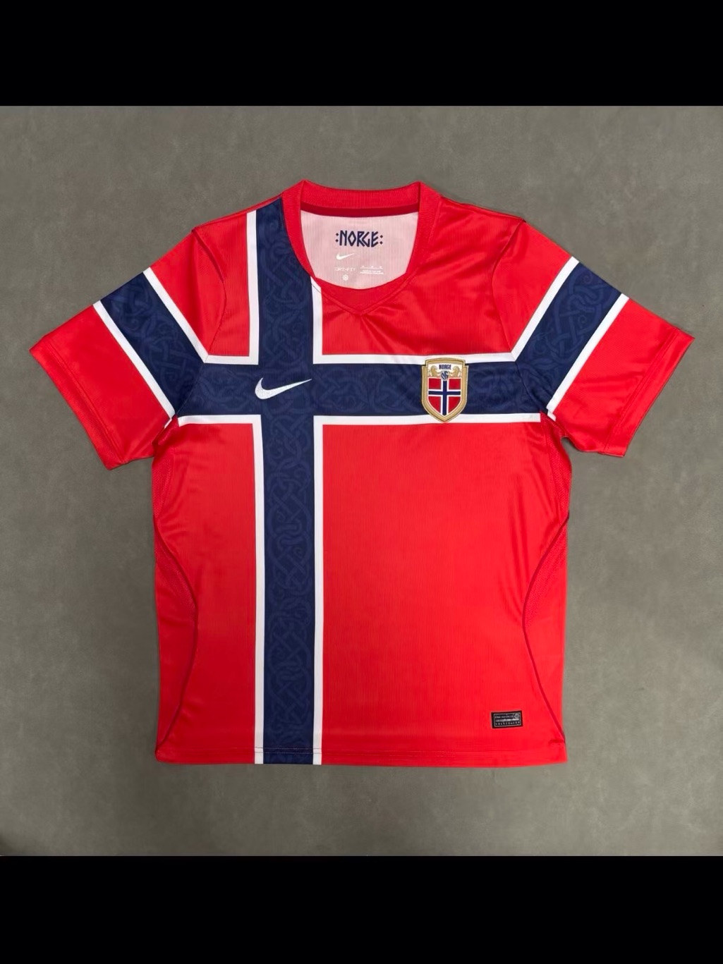 Nike Red And Navy Norway Football Jersey With Crest
